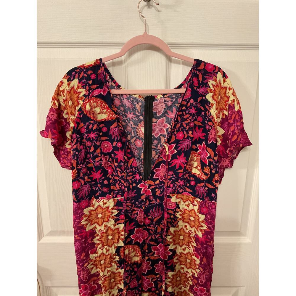 NWOT SHEIN Curve V-Neck Bohemian Printed Wide Leg Jumpsuit, 1XL - Picture 5 of 9